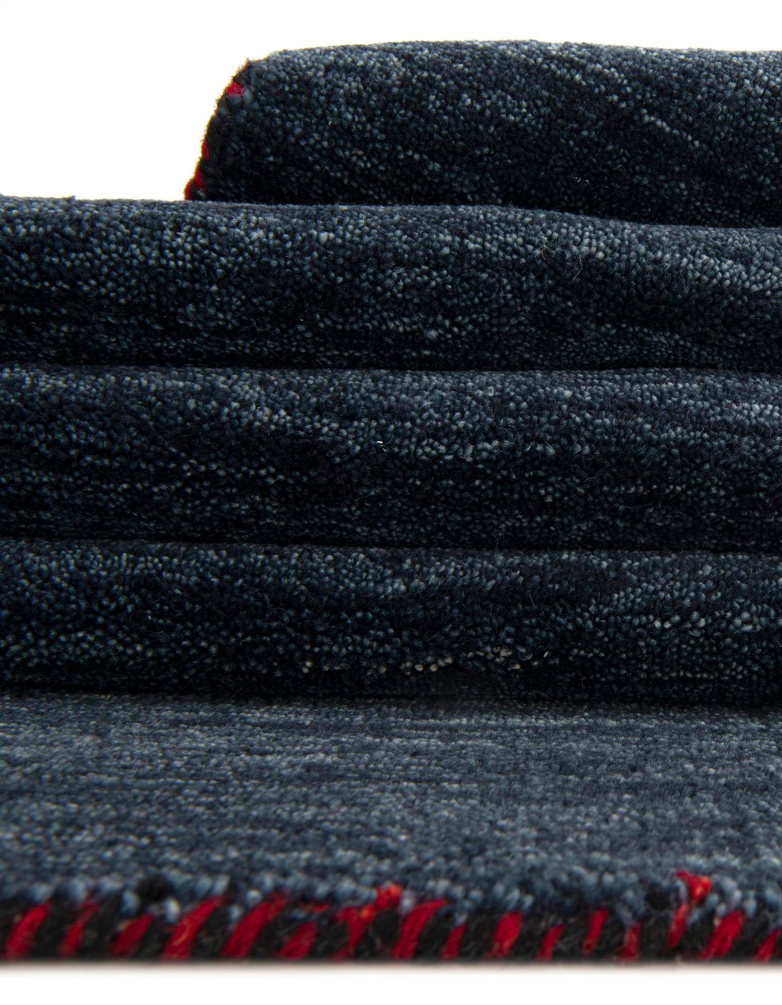 2' 7 x 6' 7 Hand Knotted Solid Gabbeh Wool Runner Rug