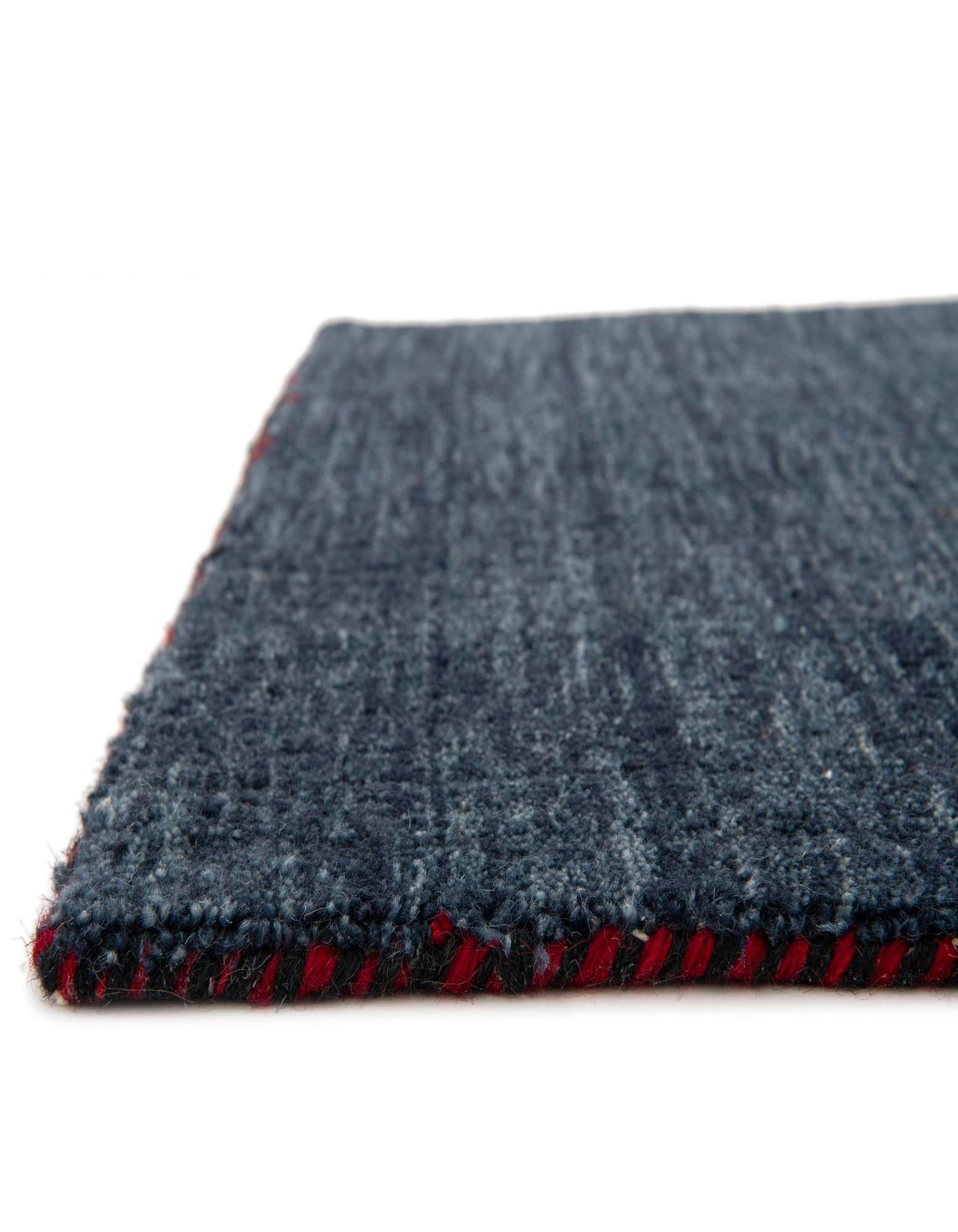 2' 7 x 6' 7 Hand Knotted Solid Gabbeh Wool Runner Rug