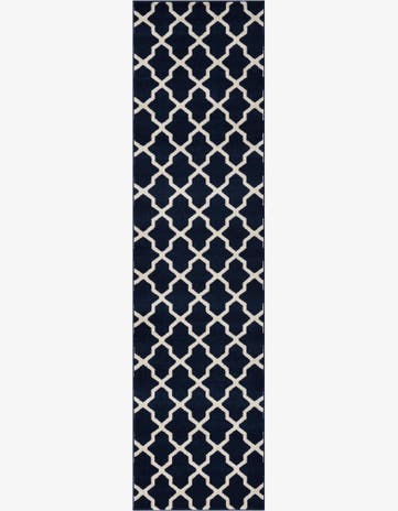 Navy Blue Trellis Runner Rug