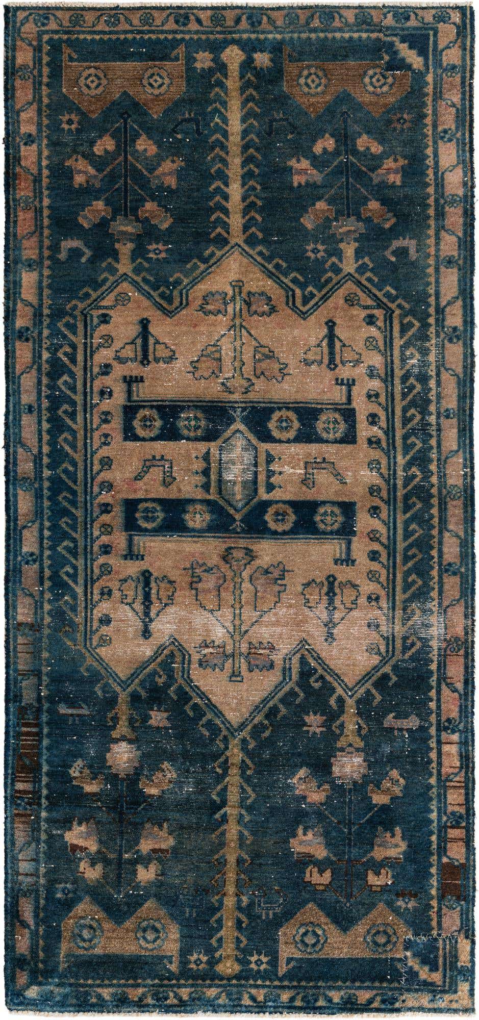 4' x 8' 7 Hand Knotted Ultra Vintage Persian Wool Runner Rug