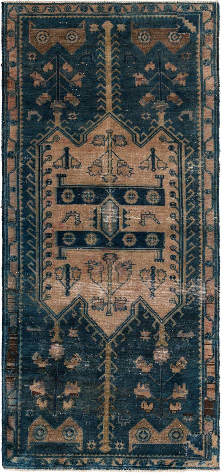 Detail image of 4' x 8' 7 Hand Knotted Ultra Vintage Persian Wool Runner Rug