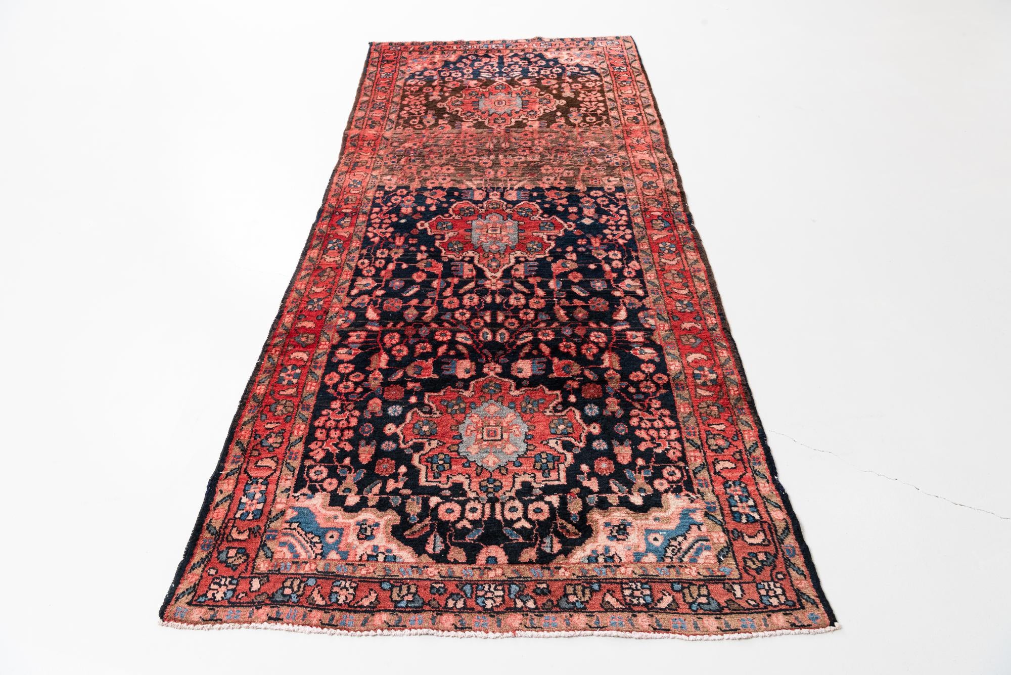 4' 1 x 9' 3 Hand Knotted Ultra Vintage Persian Wool Runner Rug