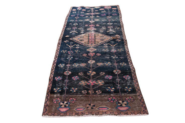 Detail image of 3' 8 x 8' 2 Hand Knotted Ultra Vintage Persian Wool Runner Rug