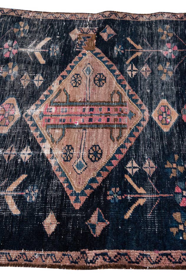 Detail image of 3' 8 x 8' 2 Hand Knotted Ultra Vintage Persian Wool Runner Rug