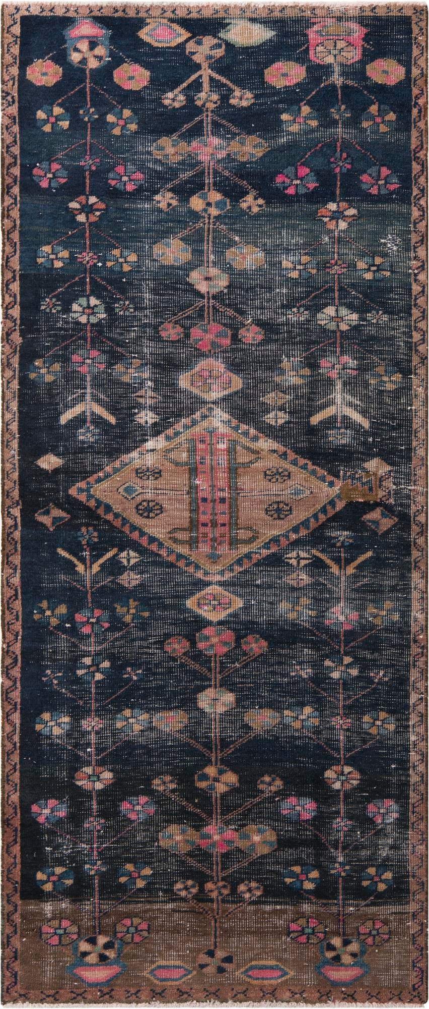3' 8 x 8' 2 Hand Knotted Ultra Vintage Persian Wool Runner Rug