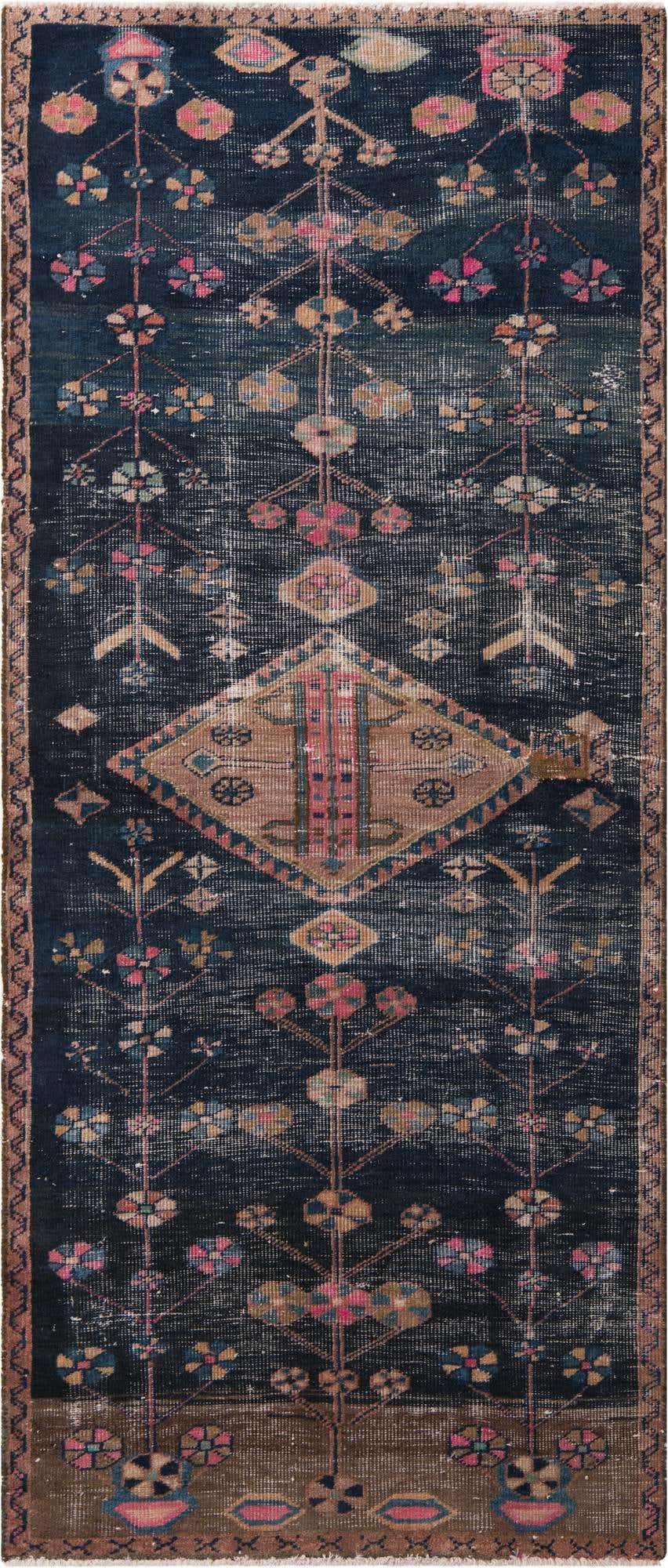 3' 8 x 8' 2 Hand Knotted Ultra Vintage Persian Wool Runner Rug