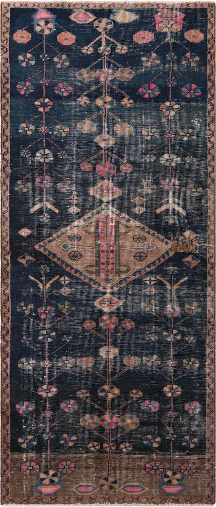 3' 8 x 8' 2 Hand Knotted Ultra Vintage Persian Wool Runner Rug