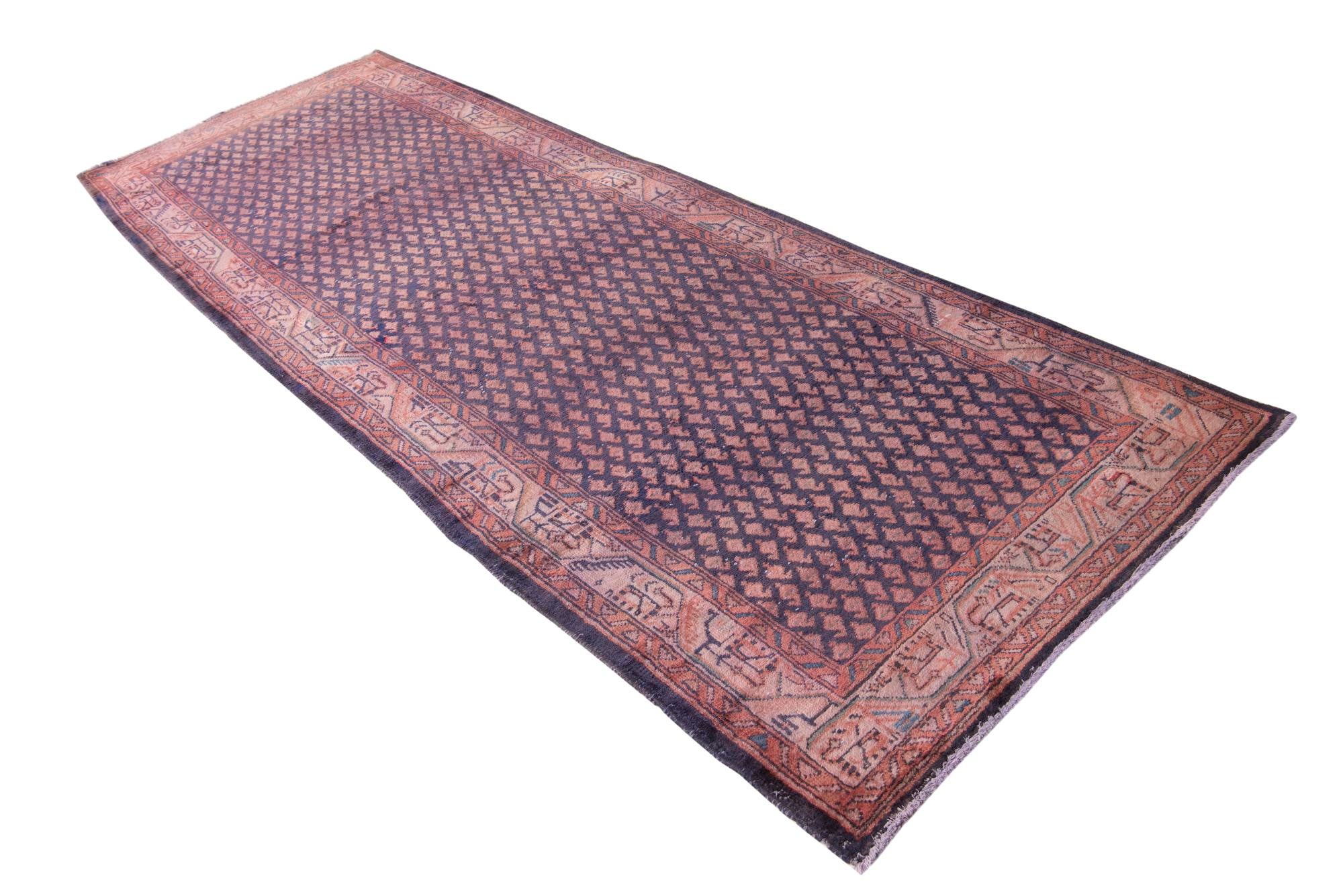 3' 7 x 10' 3 Hand Knotted Ultra Vintage Persian Wool Runner Rug