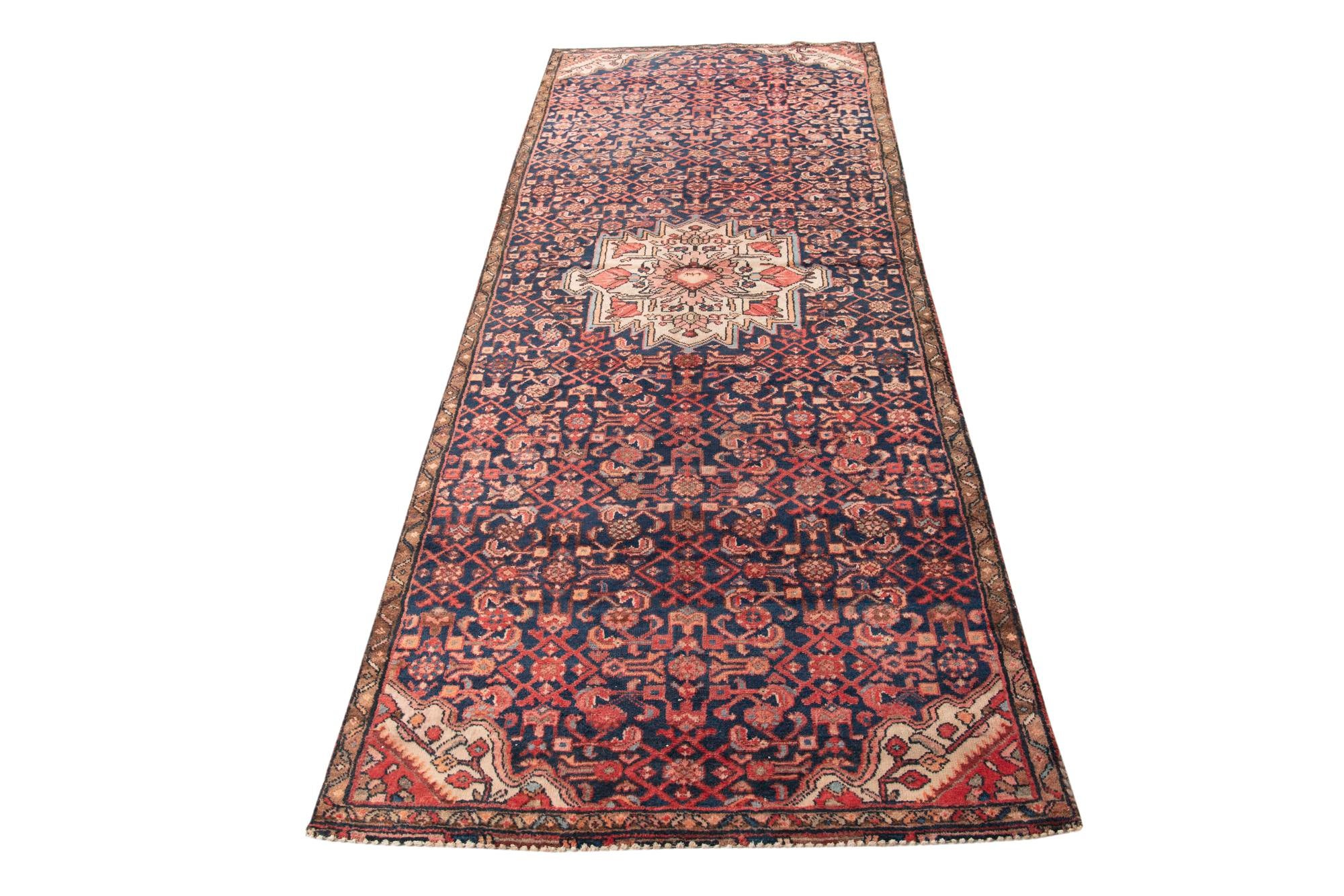 4' x 10' Hand Knotted Ultra Vintage Persian Wool Runner Rug