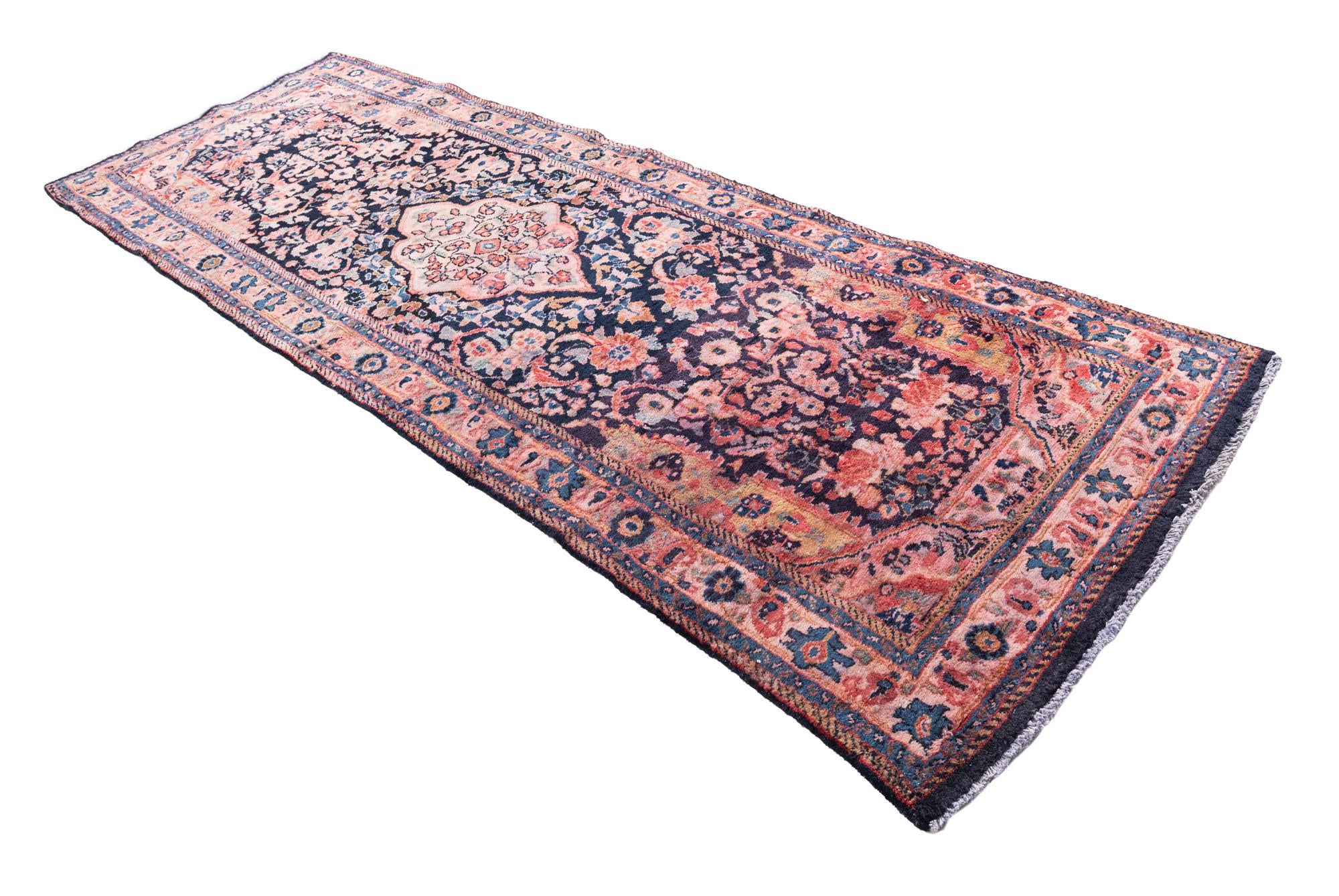 3' 9 x 10' 4 Hand Knotted Ultra Vintage Persian Wool Runner Rug