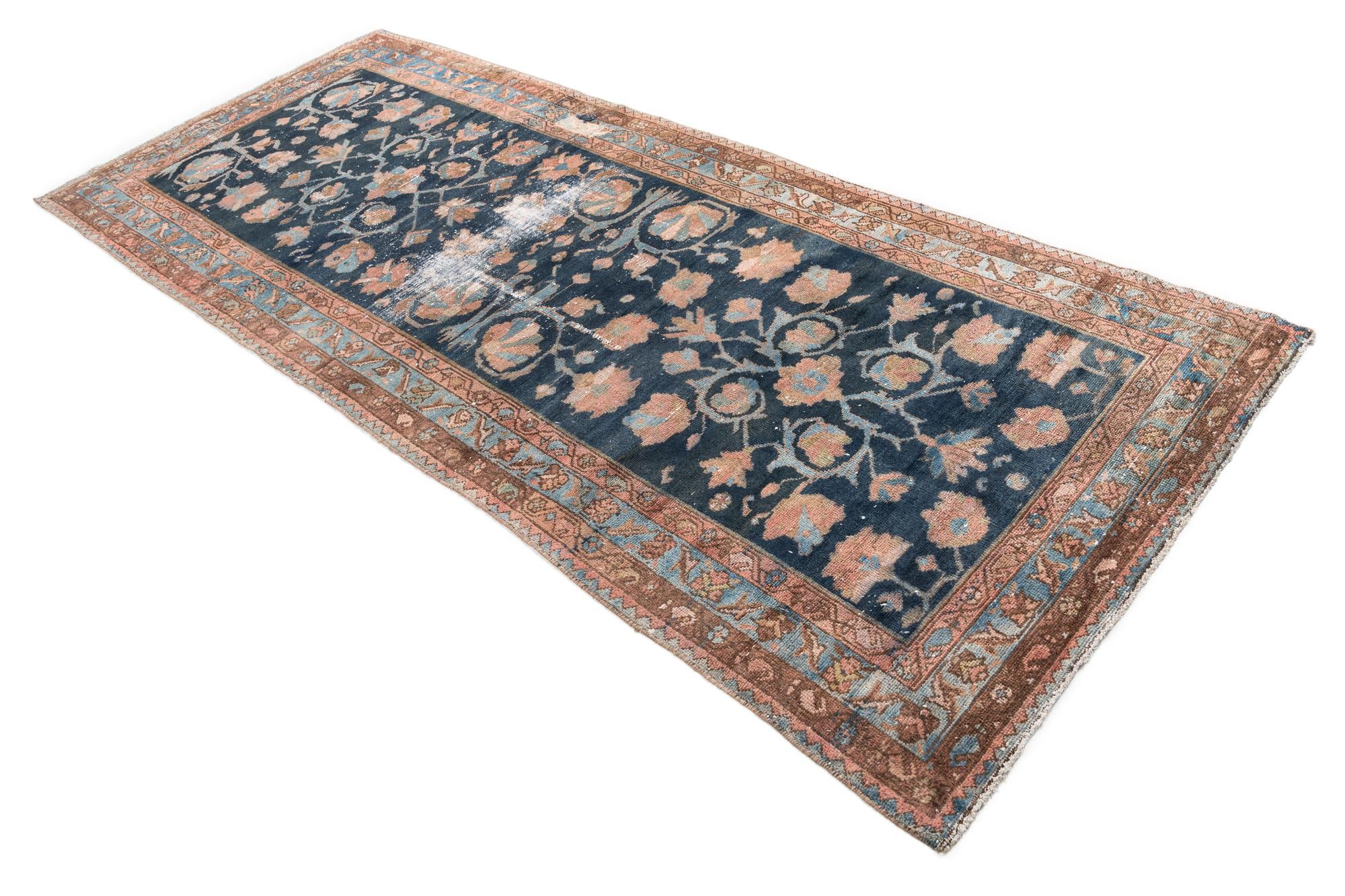 4' x 9' 7 Hand Knotted Ultra Vintage Persian Wool Runner Rug
