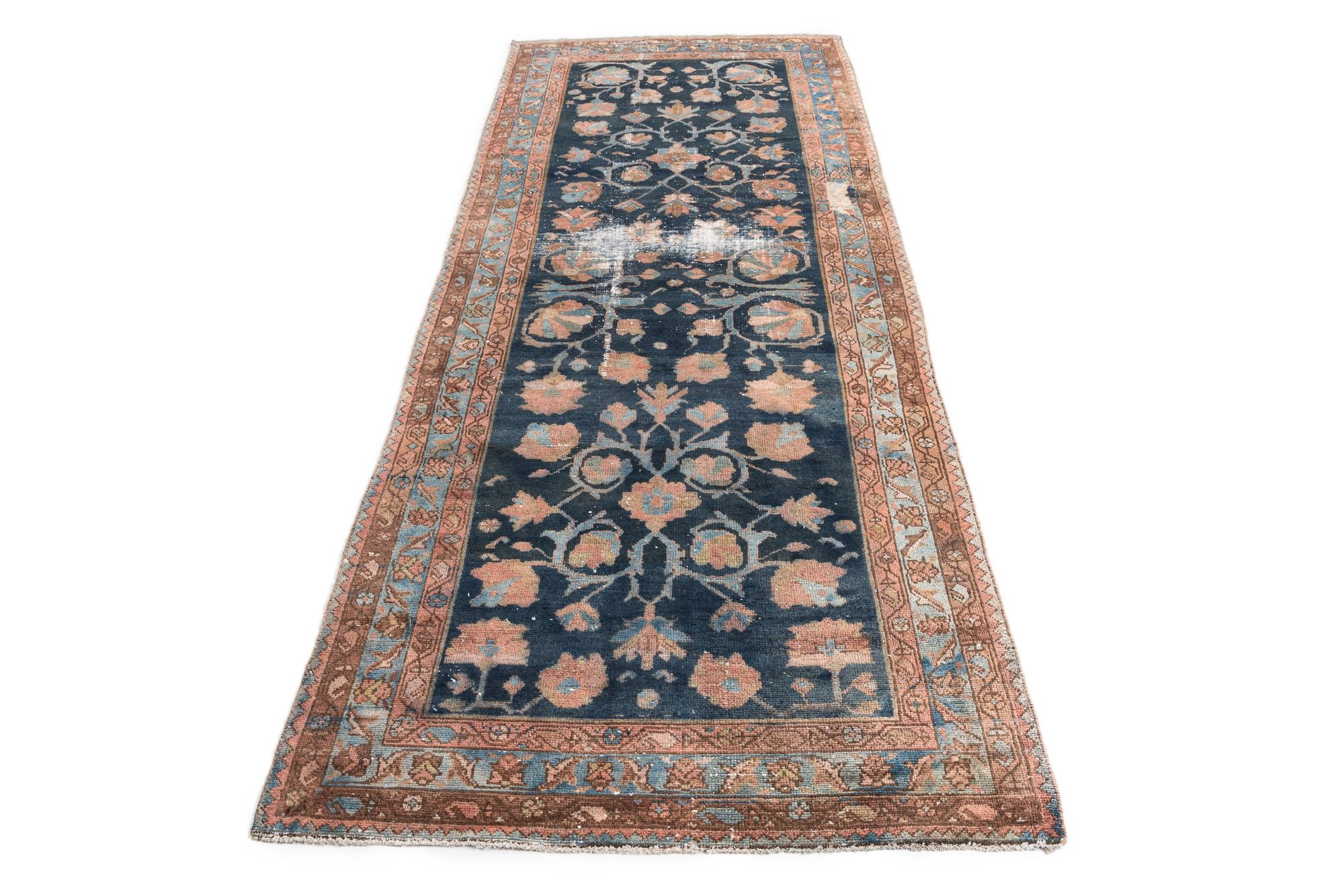 4' x 9' 7 Hand Knotted Ultra Vintage Persian Wool Runner Rug