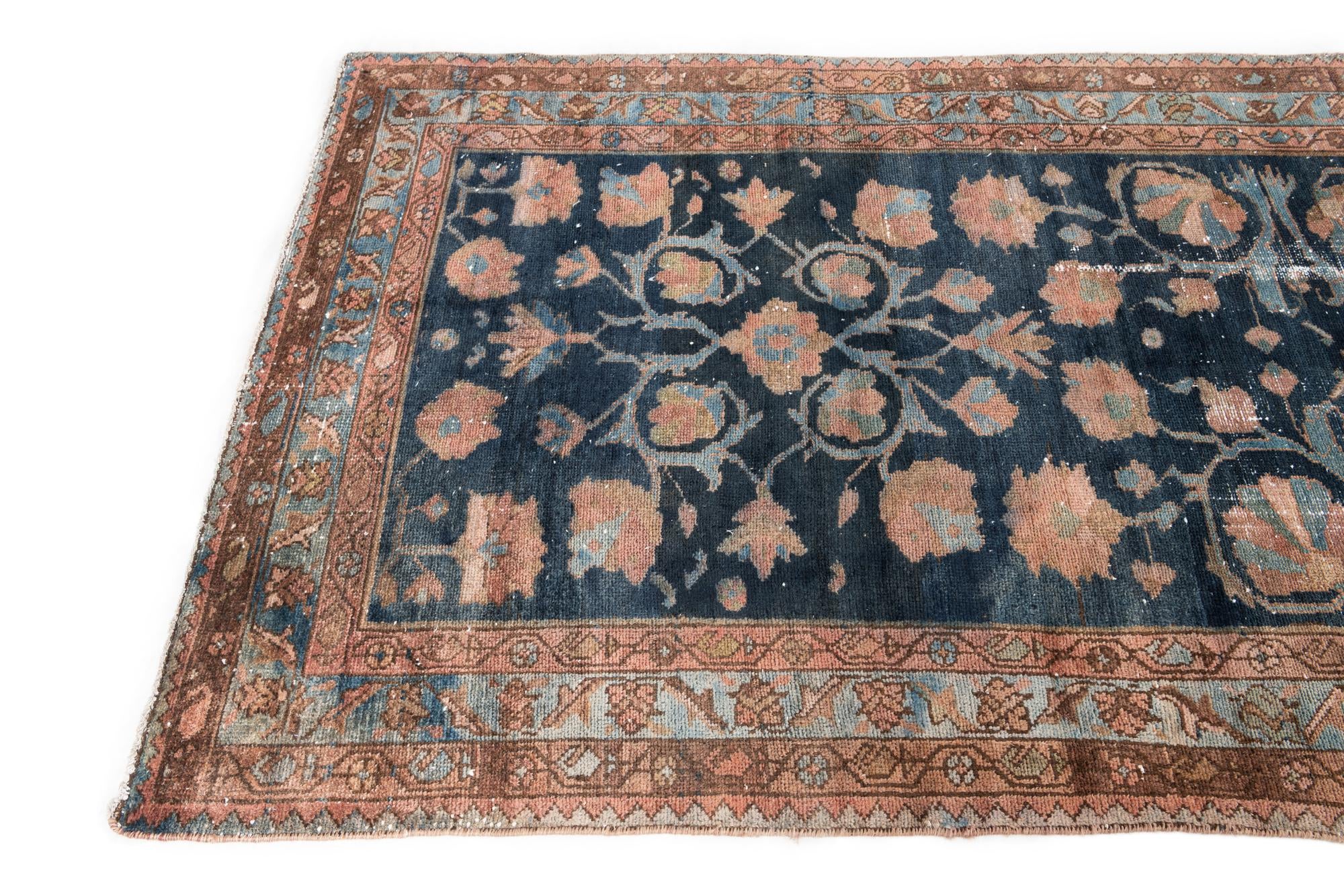 4' x 9' 7 Hand Knotted Ultra Vintage Persian Wool Runner Rug