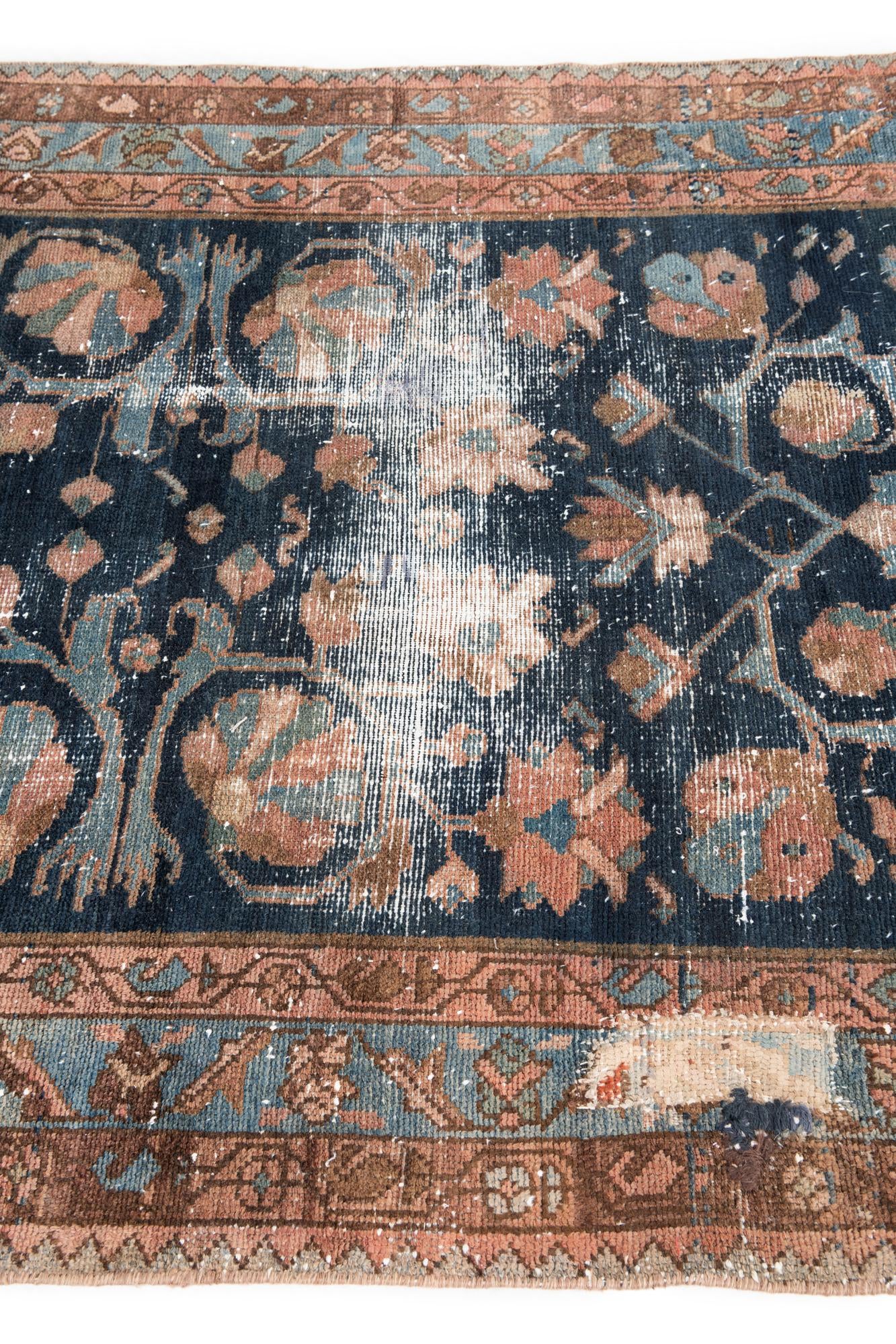 4' x 9' 7 Hand Knotted Ultra Vintage Persian Wool Runner Rug