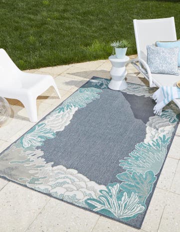 1' 3 x 1' 3 Easy-Clean Coastal Indoor / Outdoor Sample Rug
