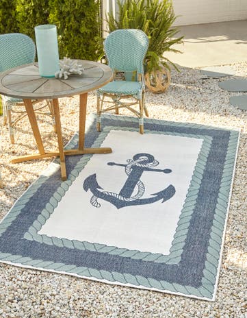 1' 3 x 1' 3 Easy-Clean Coastal Indoor / Outdoor Sample Rug