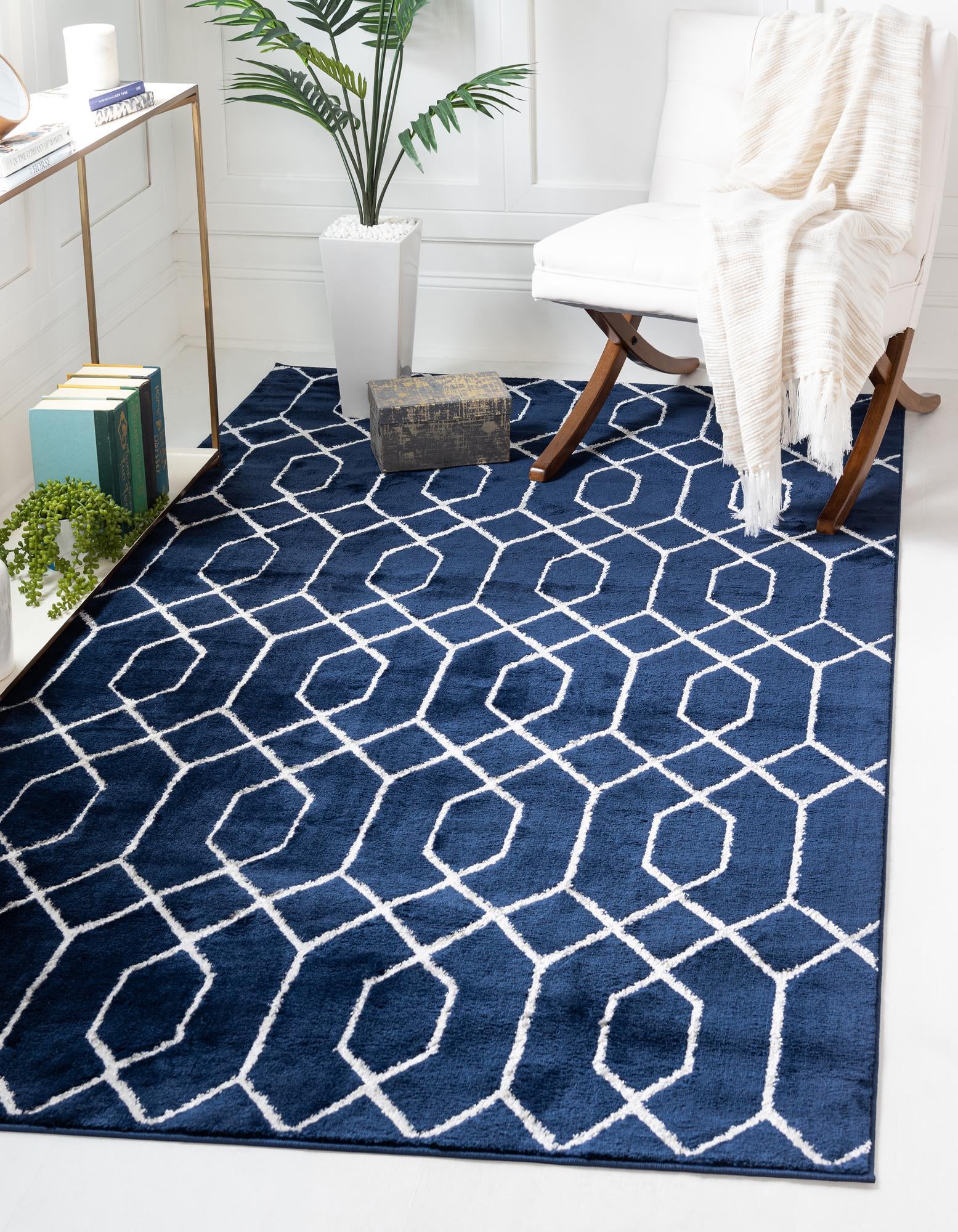 Custom Navy Blue Silver  Marilyn Monroe&trade; Glam Trellis Rug