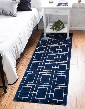 Navy Blue Silver Marilyn Monroe™ Glam Deco Runner Rug