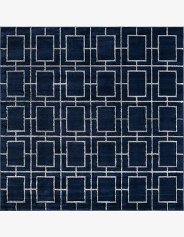 Navy Blue Silver Marilyn Monroe™ Glam Deco Square Rug