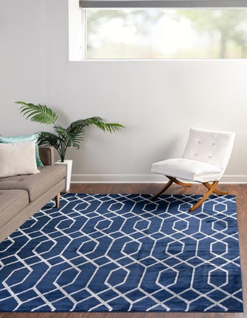 Navy Blue Silver Marilyn Monroe™ Glam Trellis Square Rug