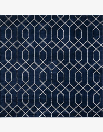 Navy Blue Silver Marilyn Monroe™ Glam Trellis Square Rug