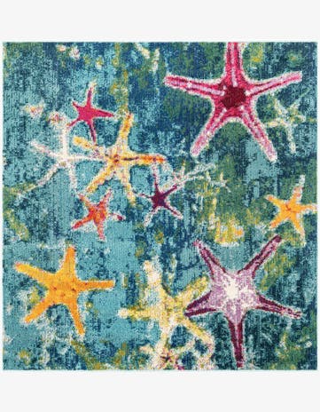 Navy Blue Washable Amalfi Square Rug