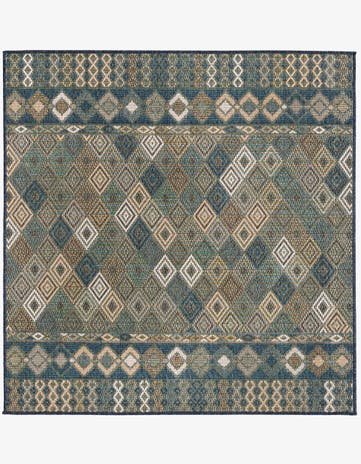 Navy Blue Easy-Clean Baja Indoor / Outdoor Square Rug