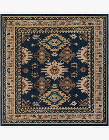 Navy Blue Easy-Clean Baja Indoor / Outdoor Square Rug