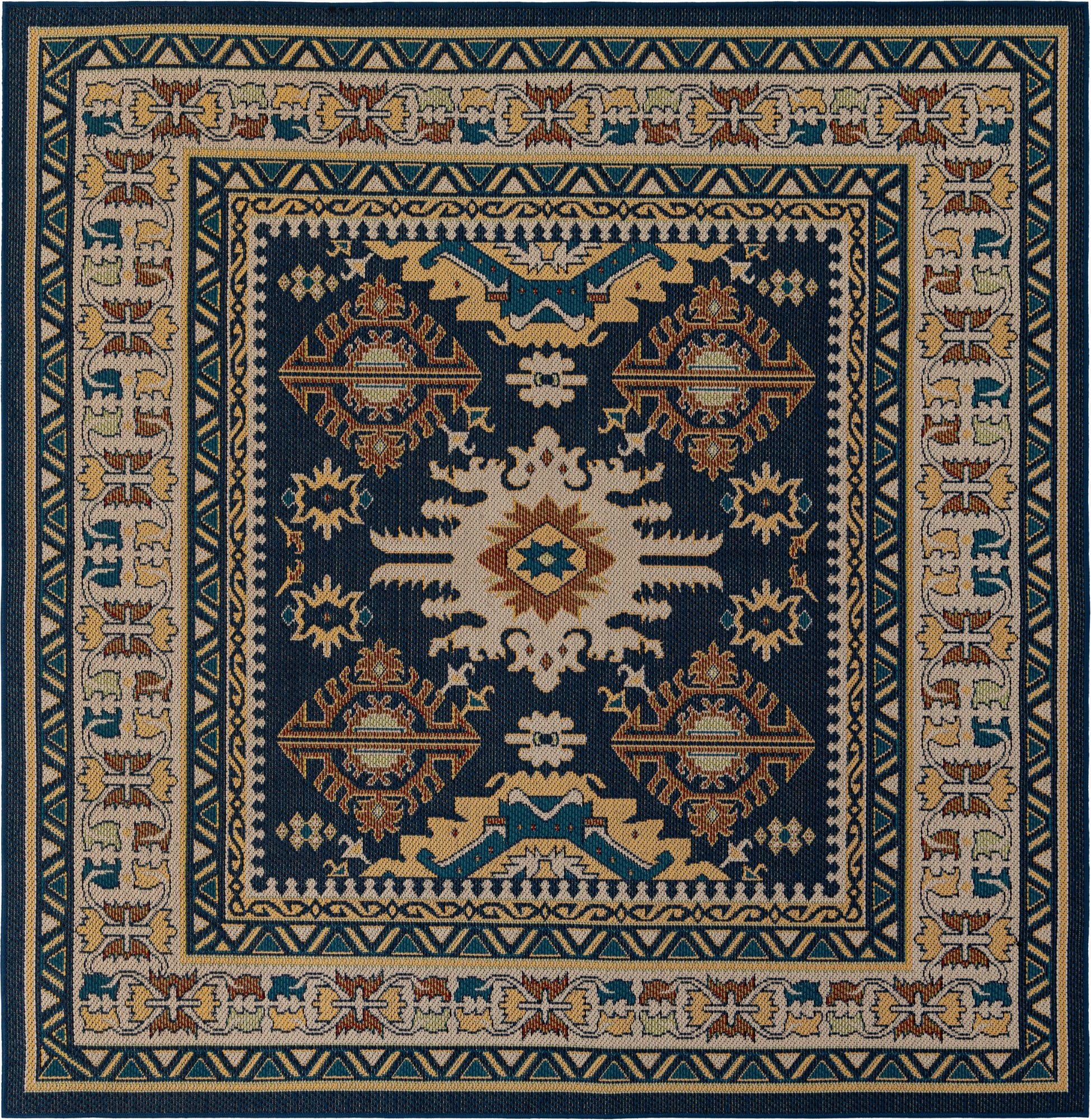 7' 10 x 7' 10  Washable Baja Indoor / Outdoor Square Rug