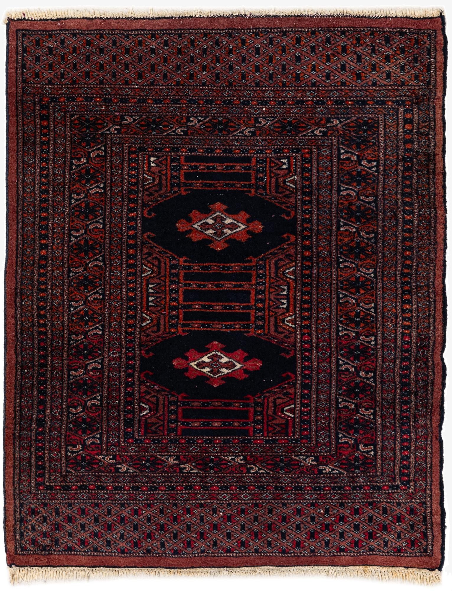 2' 9 x 3' 5  Hand Knotted Bokhara Oriental Wool Square Rug
