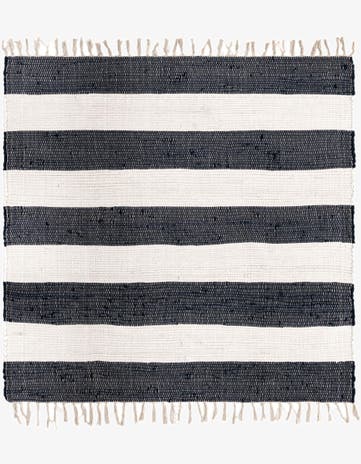 Navy Blue Hand Woven Chindi Rag Square Rug
