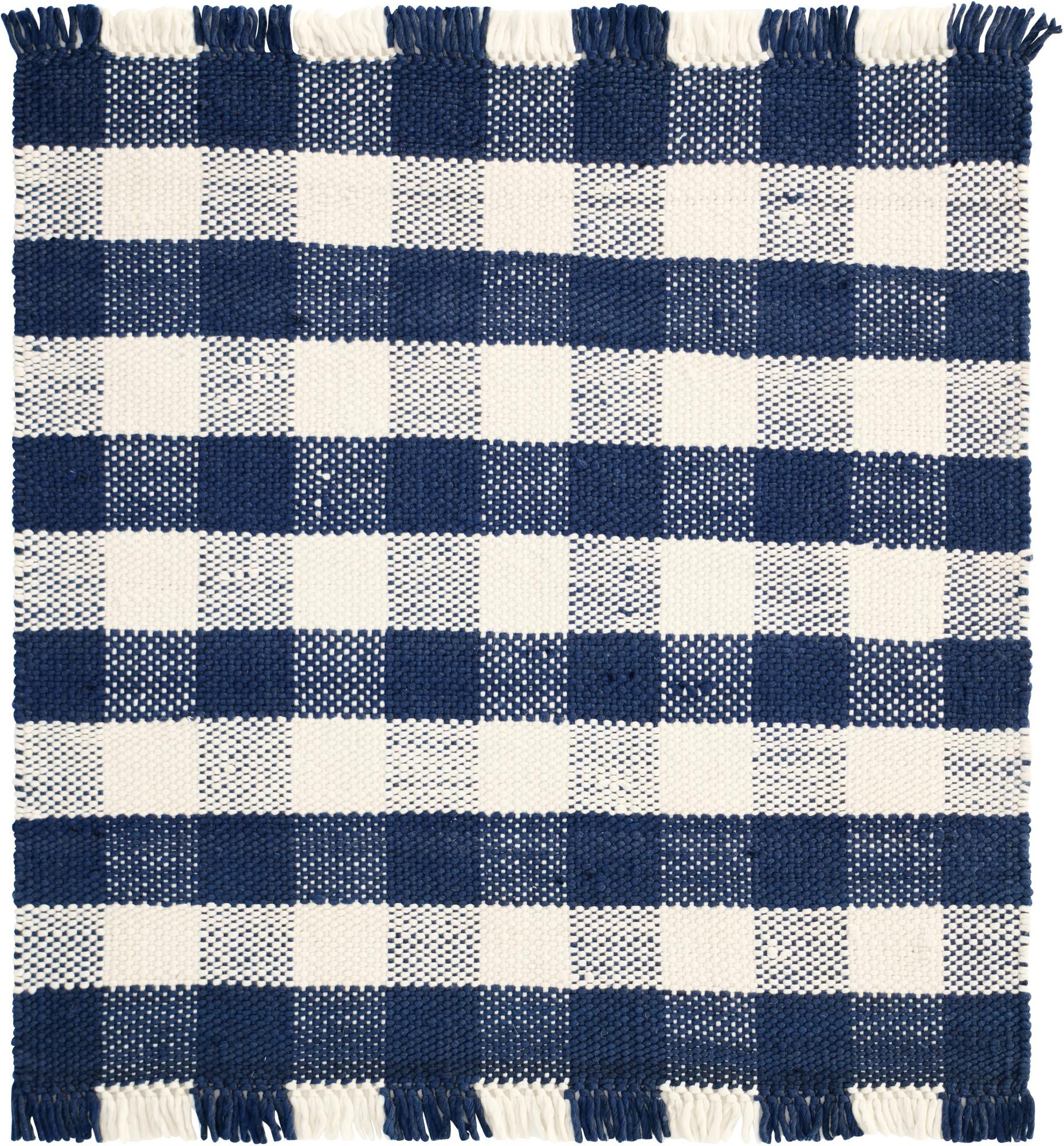 5' 3 x 5' 3 Eco Plaid   Washable Indoor / Outdoor Square Rug