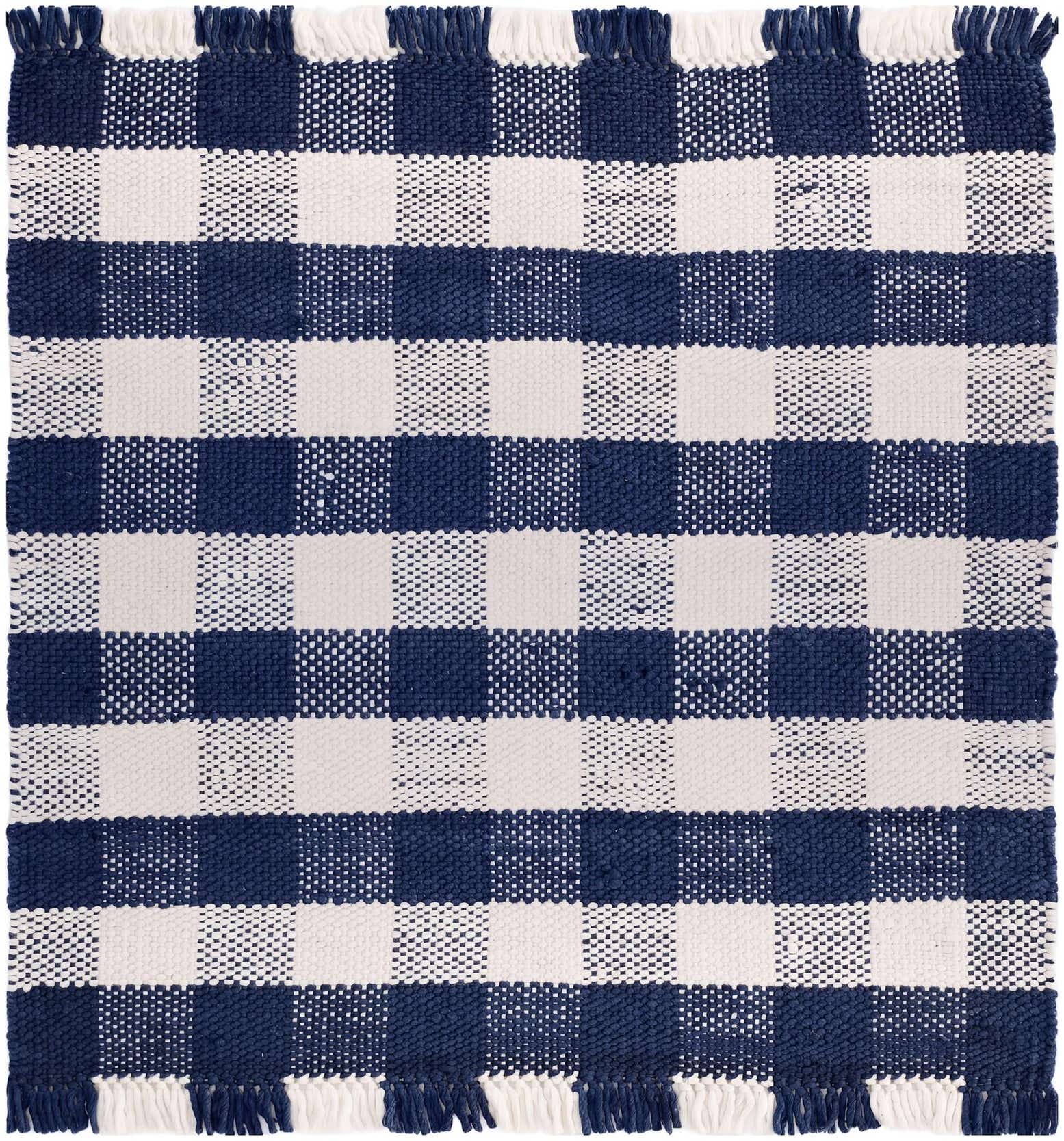 5' 3 x 5' 3 Easy-Clean Eco Plaid Washable Indoor / Outdoor Square Rug