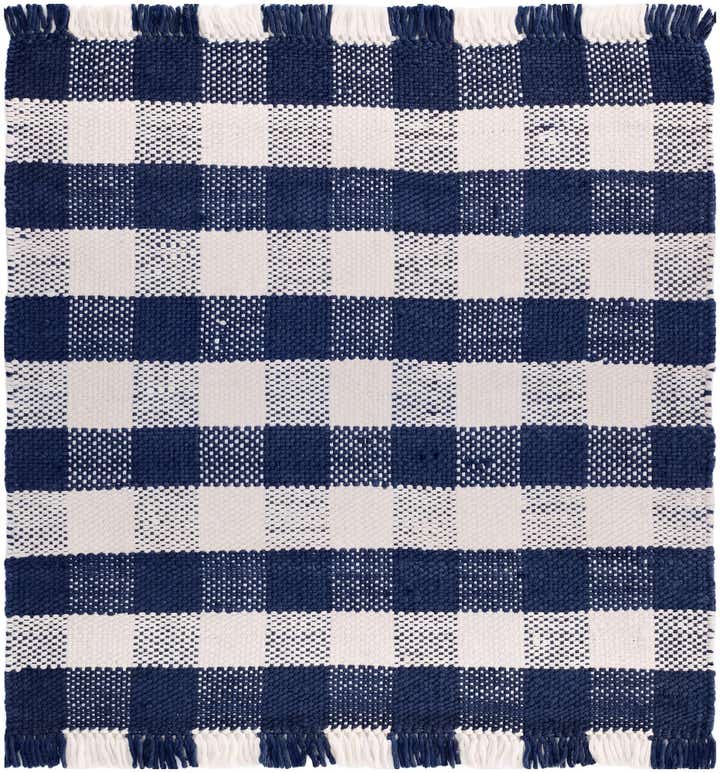 5' 3 x 5' 3 Easy-Clean Eco Plaid Washable Indoor / Outdoor Square Rug