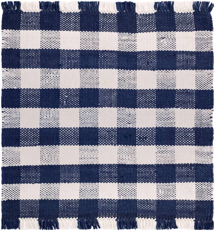Detail image of 5' 3 x 5' 3 Easy-Clean Eco Plaid Washable Indoor / Outdoor Square Rug
