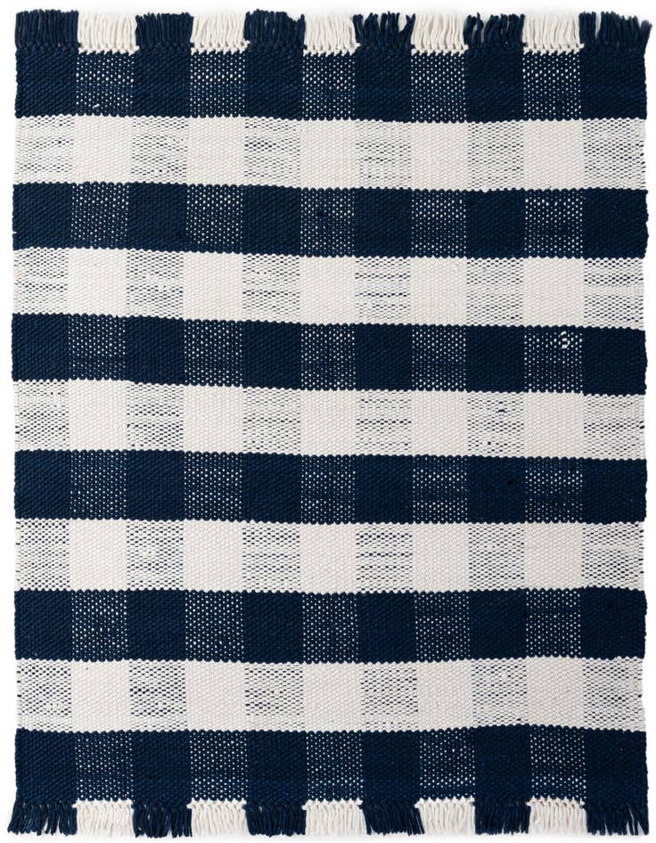 Detail image of 6' x 6' Easy-Clean Eco Plaid Washable Indoor / Outdoor Square Rug