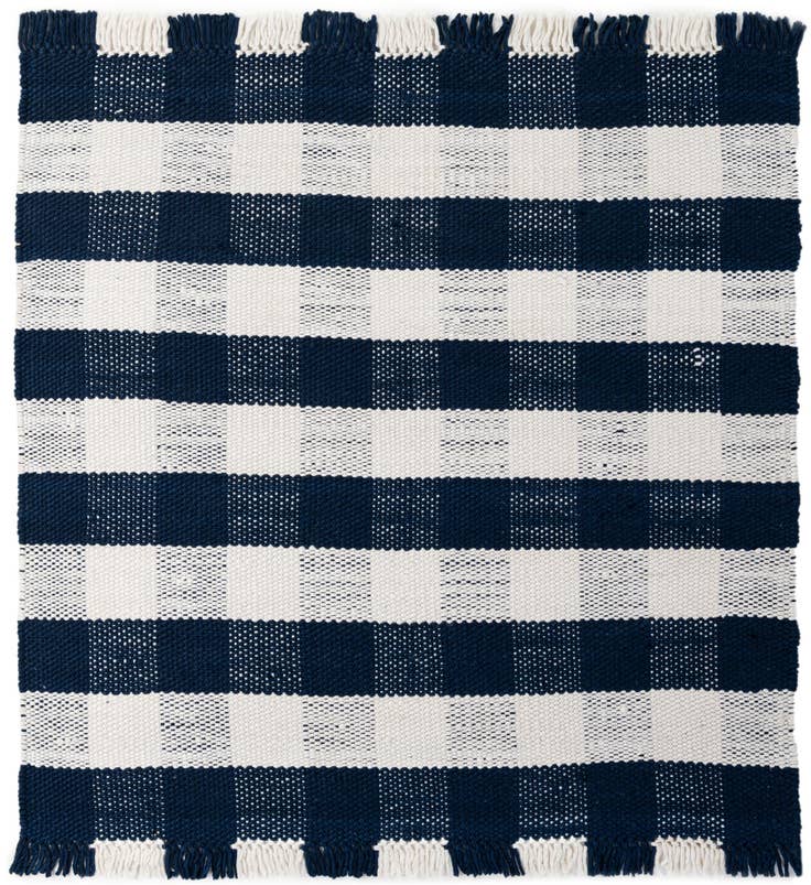 Detail image of 6' x 6' Easy-Clean Eco Plaid Washable Indoor / Outdoor Square Rug