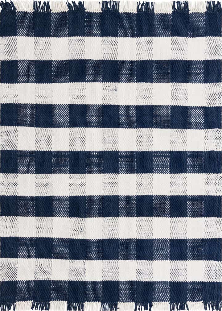 7' 10 x 7' 10 Easy-Clean Eco Plaid Washable Indoor / Outdoor Square Rug