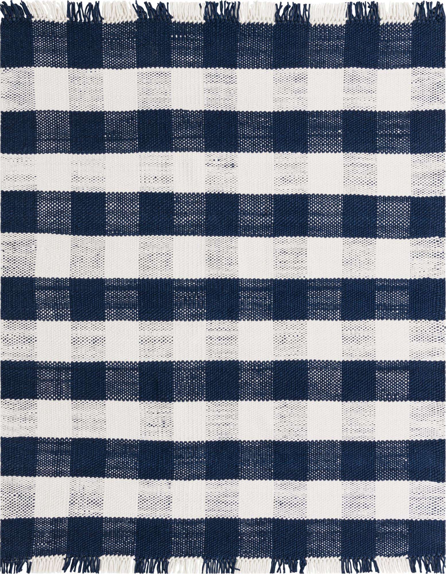 7' 10 x 7' 10 Easy-Clean Eco Plaid Washable Indoor / Outdoor Square Rug