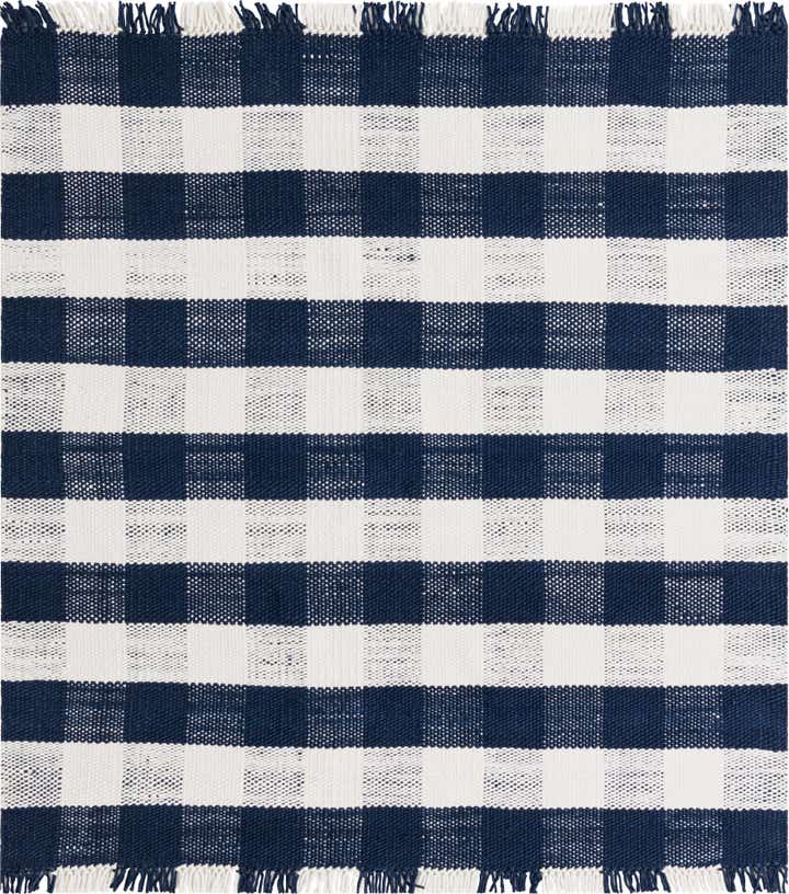 7' 10 x 7' 10 Easy-Clean Eco Plaid Washable Indoor / Outdoor Square Rug