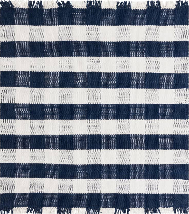 Detail image of 7' 10 x 7' 10 Easy-Clean Eco Plaid Washable Indoor / Outdoor Square Rug