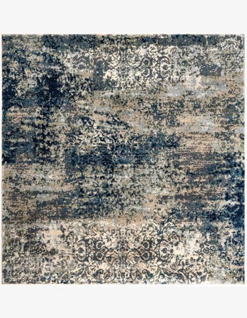 Navy Blue Ethereal Square Rug