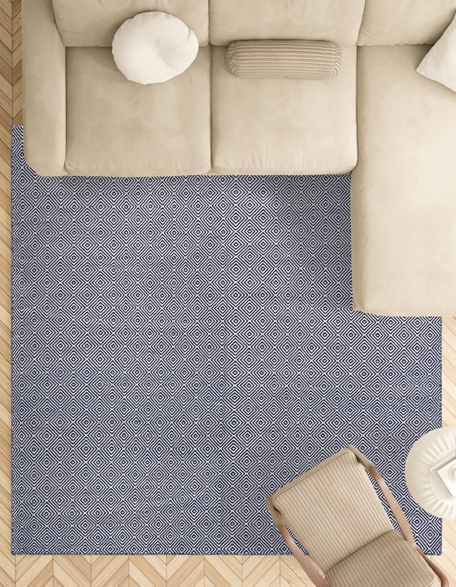 7' 10 x 7' 10 Hand Woven Geo Trellis Flatweave Square Rug
