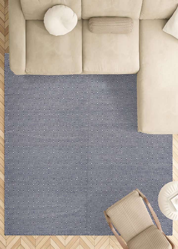 10' x 10' Hand Woven Geo Trellis Flatweave Square Rug