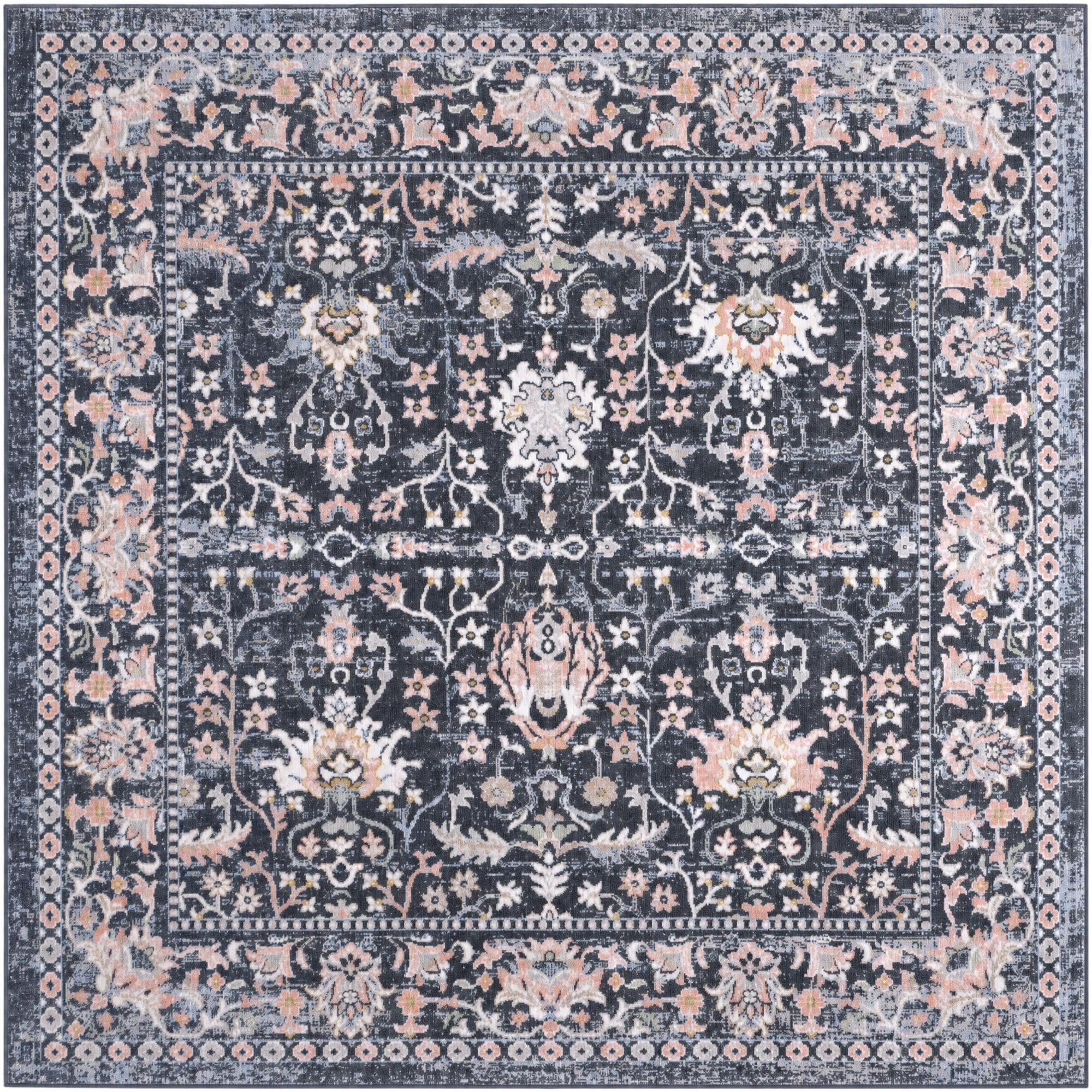Navy Blue Kamala Washable Square Rug
