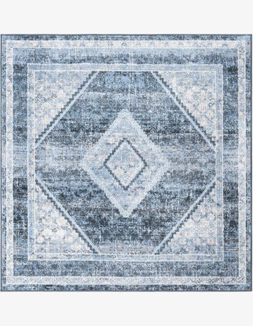 Navy Blue Kamala Washable Square Rug