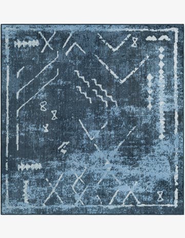 Navy Blue Kamala Washable Square Rug