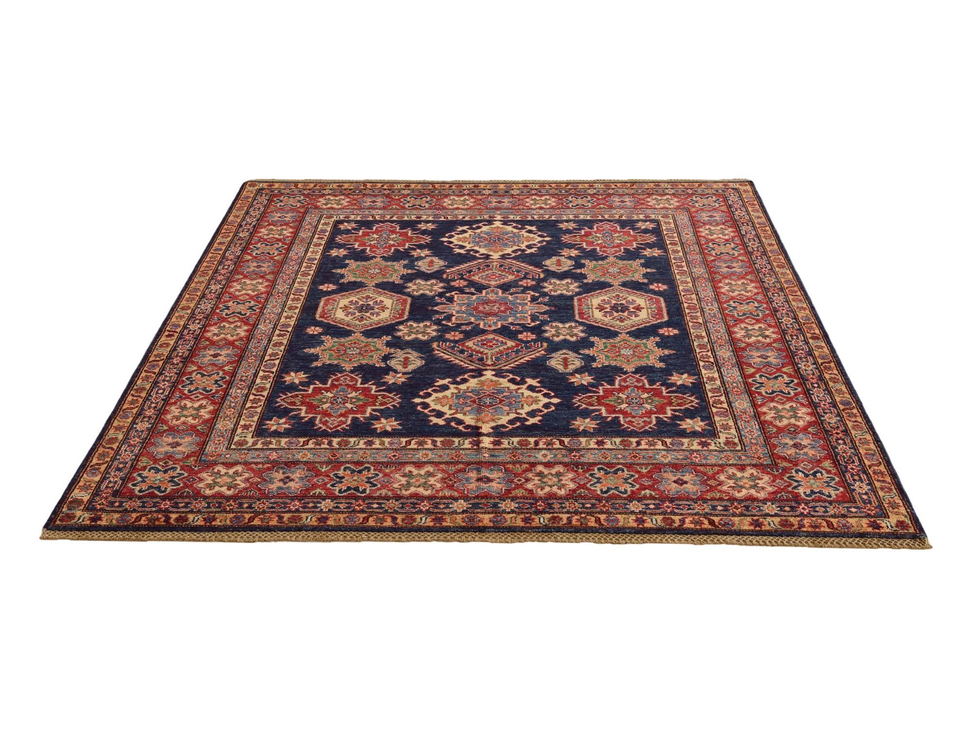 6' 1 x 6' 2 Hand Knotted Kazak Square Rug