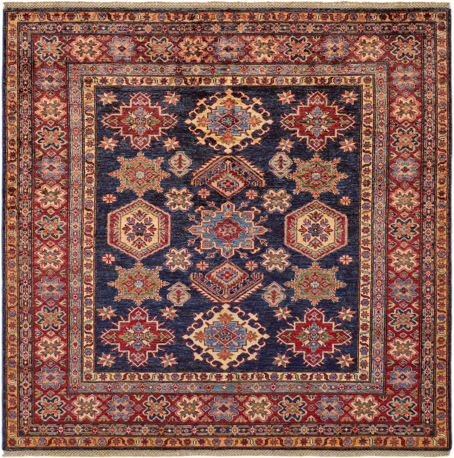 6' 1 x 6' 2 Hand Knotted Kazak Square Rug