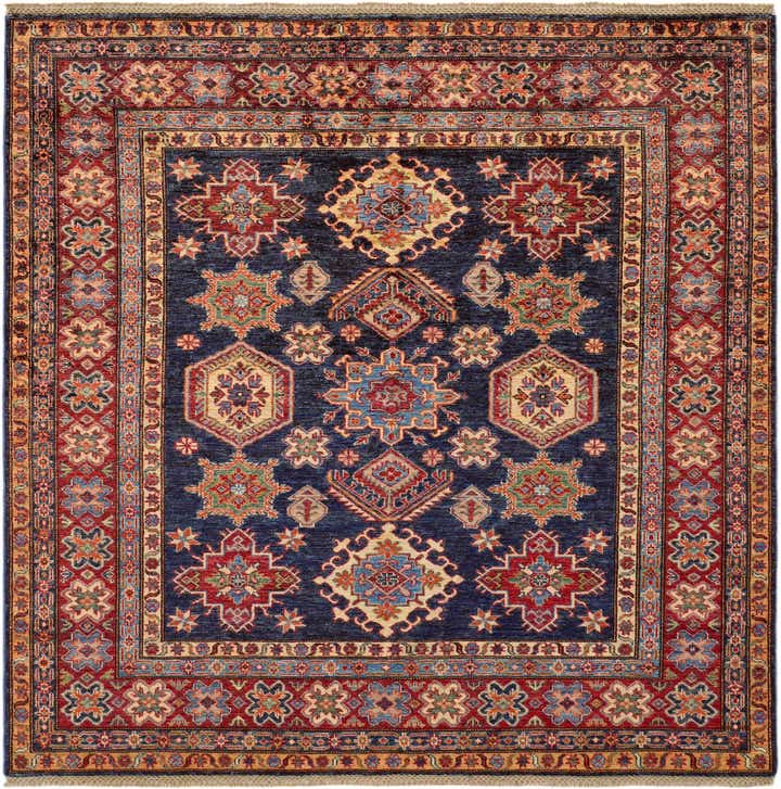 6' 1 x 6' 2 Hand Knotted Kazak Square Rug